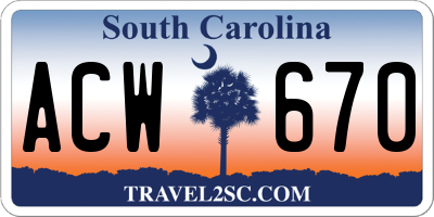 SC license plate ACW670