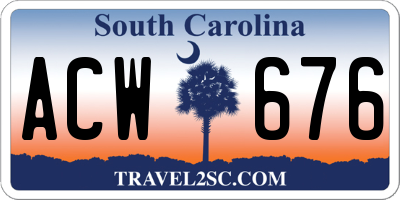 SC license plate ACW676
