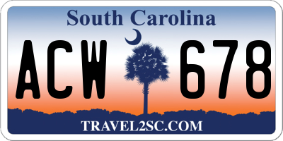 SC license plate ACW678