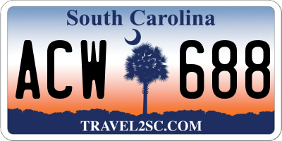 SC license plate ACW688