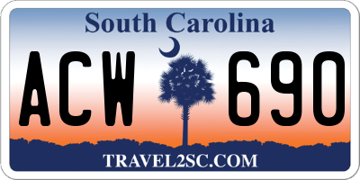 SC license plate ACW690