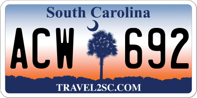 SC license plate ACW692