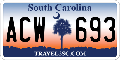 SC license plate ACW693