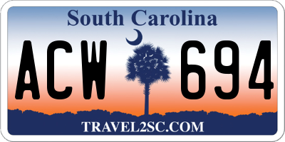 SC license plate ACW694