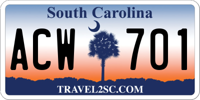 SC license plate ACW701