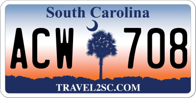 SC license plate ACW708