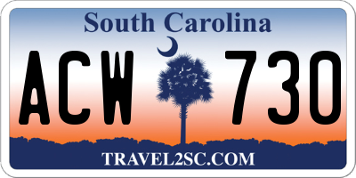 SC license plate ACW730