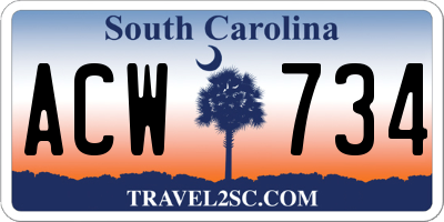 SC license plate ACW734