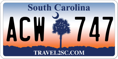 SC license plate ACW747