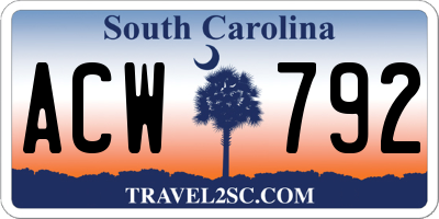 SC license plate ACW792