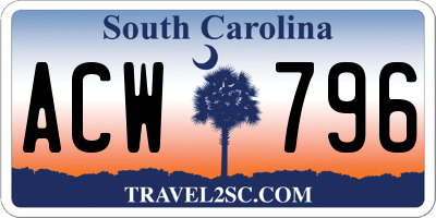 SC license plate ACW796