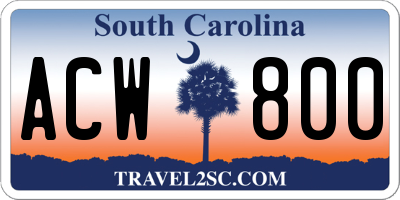 SC license plate ACW800