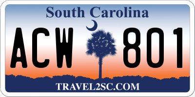 SC license plate ACW801