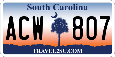 SC license plate ACW807