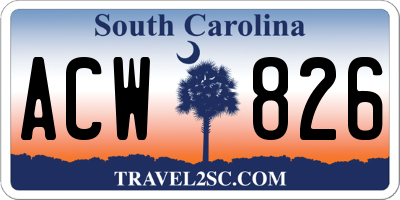 SC license plate ACW826