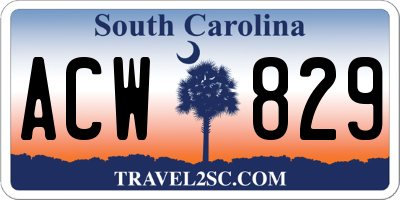 SC license plate ACW829
