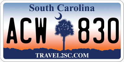 SC license plate ACW830