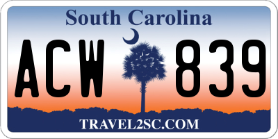 SC license plate ACW839