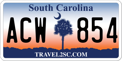 SC license plate ACW854