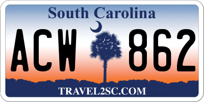 SC license plate ACW862