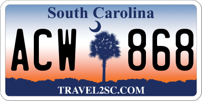 SC license plate ACW868