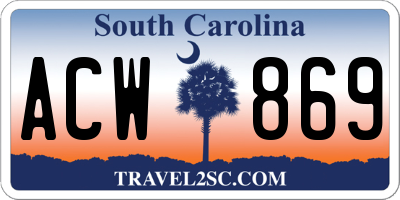 SC license plate ACW869