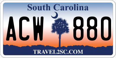 SC license plate ACW880