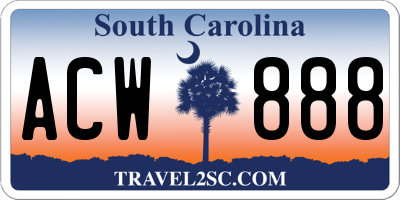 SC license plate ACW888