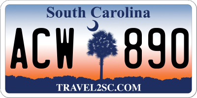SC license plate ACW890