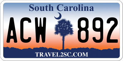 SC license plate ACW892