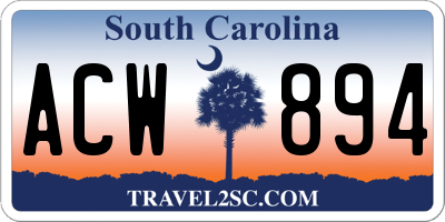 SC license plate ACW894