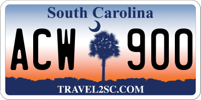 SC license plate ACW900