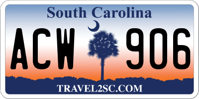 SC license plate ACW906