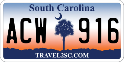 SC license plate ACW916