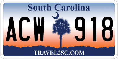SC license plate ACW918