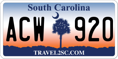 SC license plate ACW920