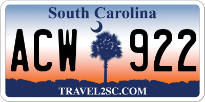 SC license plate ACW922