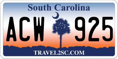 SC license plate ACW925