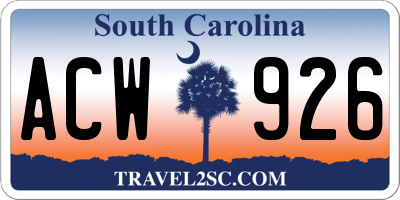 SC license plate ACW926