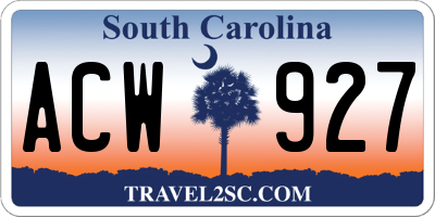SC license plate ACW927