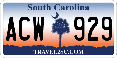 SC license plate ACW929