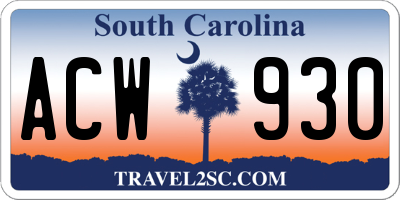 SC license plate ACW930
