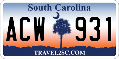SC license plate ACW931