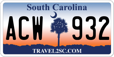 SC license plate ACW932