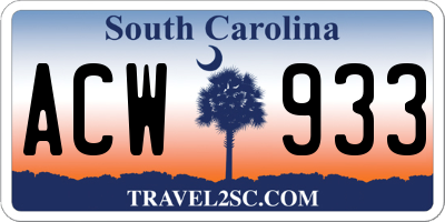 SC license plate ACW933