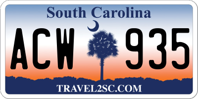 SC license plate ACW935