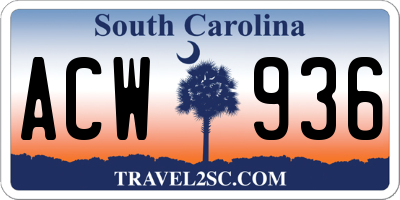 SC license plate ACW936