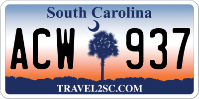 SC license plate ACW937