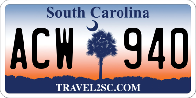 SC license plate ACW940