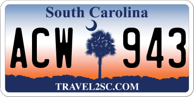 SC license plate ACW943